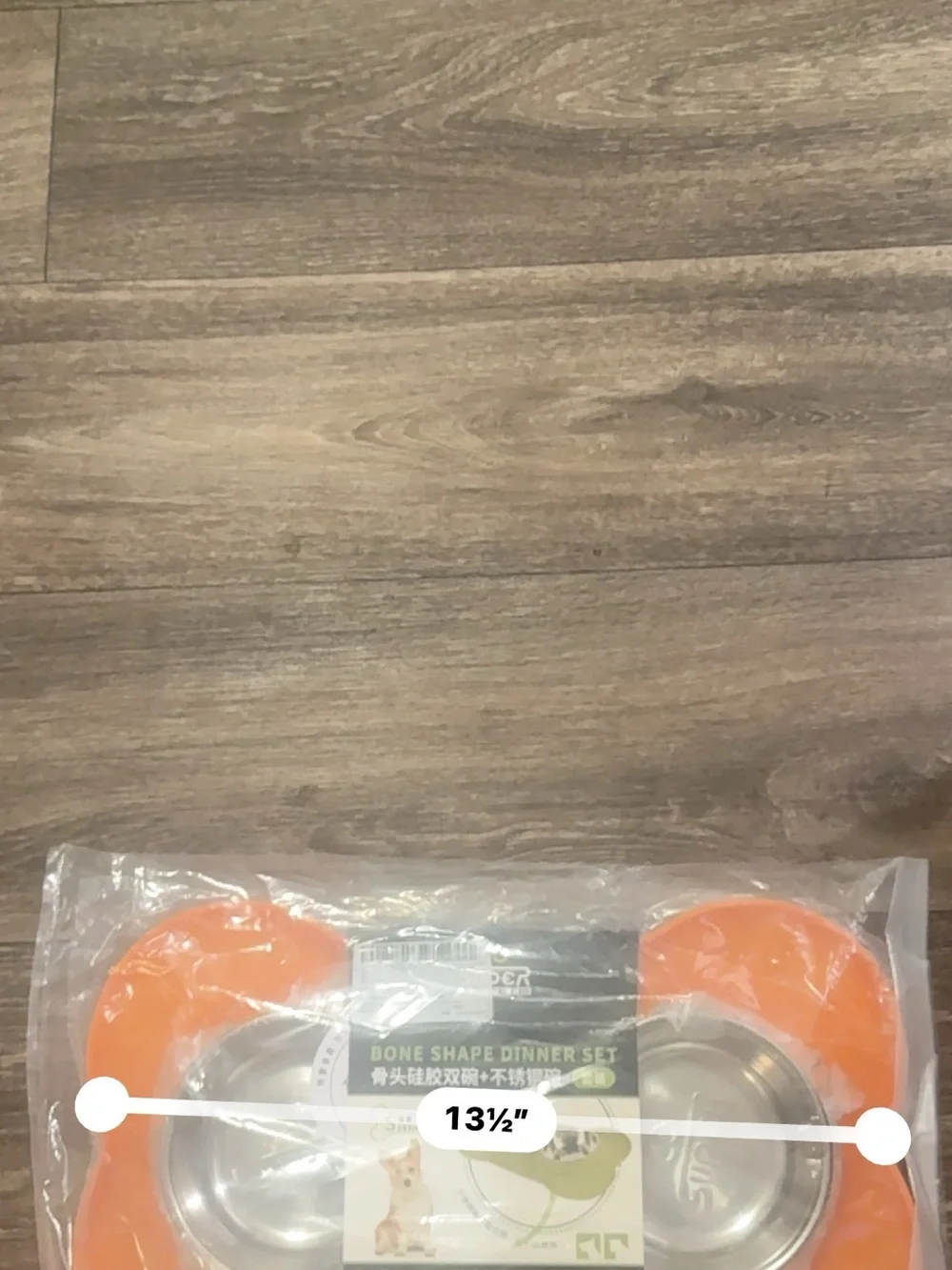 Orange Bone Shape Dual Pet Feeding Bowl Set